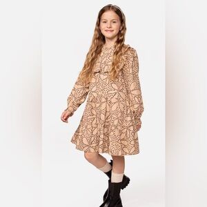 Beige and Black Star Patterned Dress